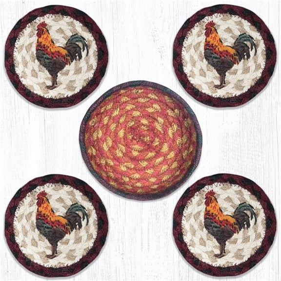 5 x 5 in. CNB-471 Rustic Rooster Coasters in a Basket