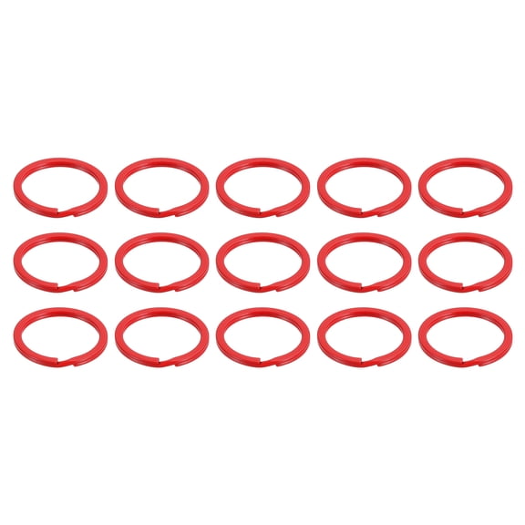 15Pcs Split Keychain Rings, 30mm Round Flat Key Holder Side Push Keyring, Red