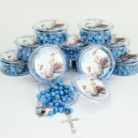 Baptism Favors Rosary Cross Party Favors Keepsake Blue Recuerdos de Bautizo