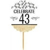 43rd Birthday / Anniversary Novelty Burlap Cupcake Decoration Picks -12pack