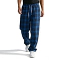 thumbnail image 5 of Mens Plaid Wide Leg Trousers Elastic Waist Loose Fit Casual Pants with Pockets, Lightweight Comfort Bottoms for Daily Wear And Outdoor Activities Blue L, 5 of 9