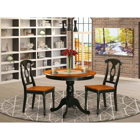 Dining Set For 2 - Round Table & 2 Chairs - Antique Style Kitchen Table Set