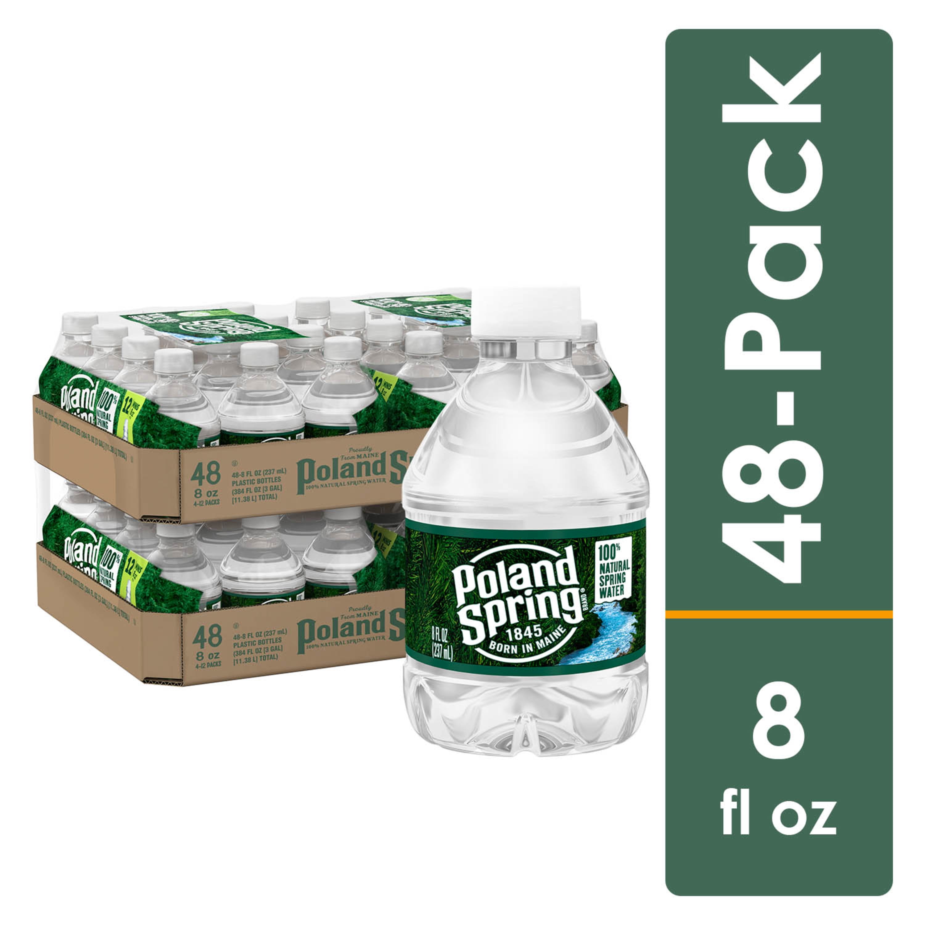 POLAND SPRING Brand 100% Natural Spring Water, 8-ounce mini plastic bottles (Total of 48)