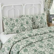 VHC Brands Dorset, Farmhouse Quilted Bed Sham, King, Floral, Green, 21x37