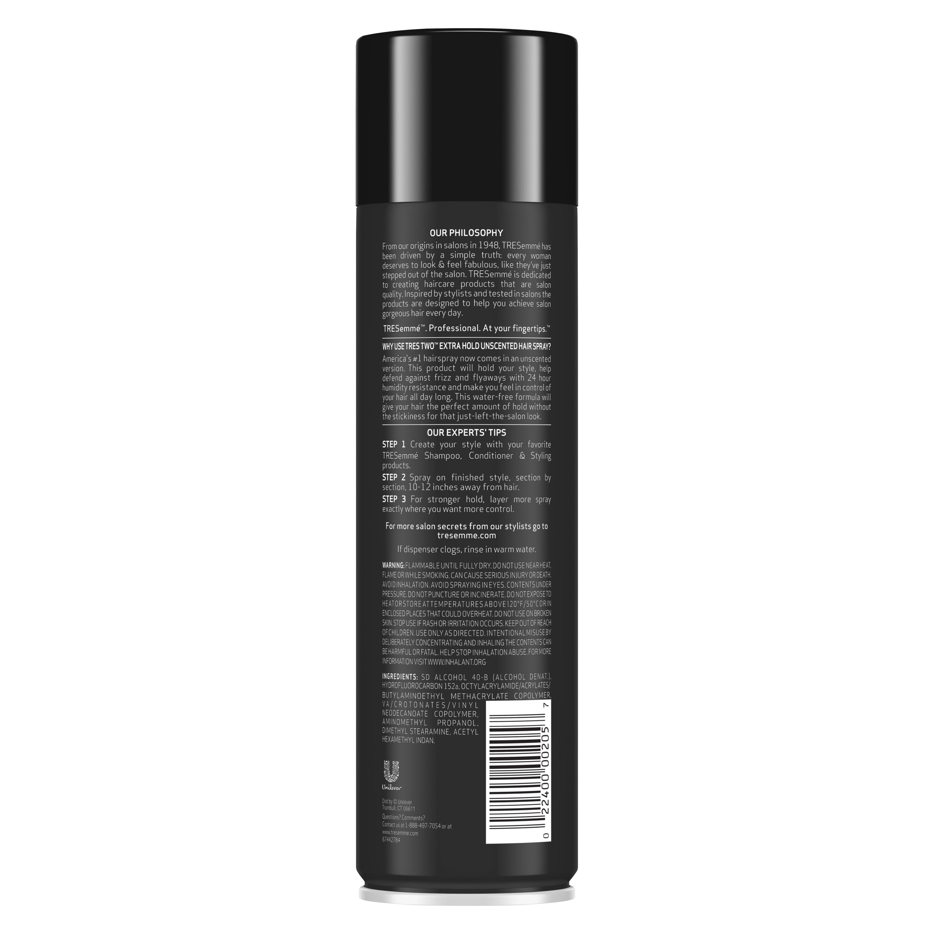 TRESemmé Hair Spray TRES Two Extra Firm Control Aero Unscented Hairspray 11  Oz (Pack of 24) 