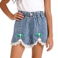 thumbnail image 3 of QSXADF Girls Denim Shorts Jeans Shorts Girls Casual Denim Shorts Denim Elastic Waist Summer Comfortable Kids Shorts, 3 of 5