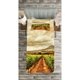 thumbnail image 3 of Ambesonne Country Quilted Bedspread Set 2 Pcs, Cloudy Vineyard in Fall, Twin Size, Burnt Orange Off White, 3 of 3