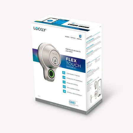 Lockly - Flex Touch Smart Lock Replacement Deadbolt with 3D Biometric Fingerprint/App/Physical Key - Satin Nickel