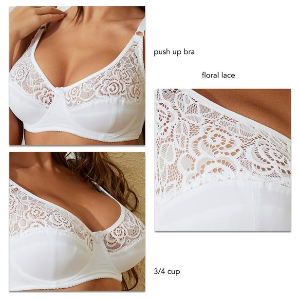 Underwire Everyday Women Women Floral Lace Racerback Underwire Bralette  Push Up Cups V Neck Everyday Adjustable Shoulder Straps Comfortable 