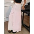 thumbnail image 5 of Women'S Striped Wide Leg Pants Elastic Waist Baggy Palazzo Trousers with Pockets Going Out Outfits Pink XL, 5 of 10