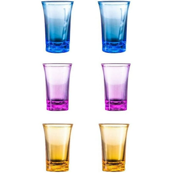 6 Stück Party Shots Becher, Transparent Schnapsglasbecher(Acryl), 35 ml Plastik Schnapsglas mit 6 Würfeln für Tequila, Wodka, Cocktail