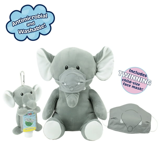Animal Adventure® WelloBeez™ – Antimicrobial Plush Mask Mate™ – Masked Plush with Additional Child's Face Mask & Clip & Clean™ – Plush Keychain with Empty, Refillable Sanitizer Bottle Elephant Bundle Animal Adventure® WelloBeez™ – Antimicrobial Plush Mask Mate™ – Masked Plush with Additional Child's Face Mask & Clip & Clean™ – Plush Keychain with Empty, Refillable Sanitizer Bottle Elephant Bundle