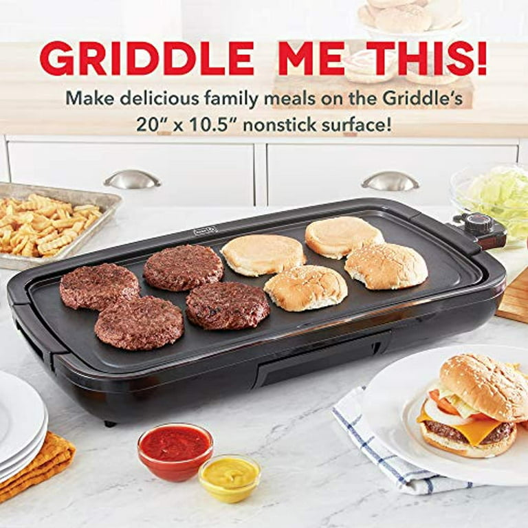 DASH Everyday Nonstick Deluxe Electric Griddle with Removable Cooking Plate  for Pancakes, Burgers, Quesadillas, Eggs and Other Snacks, Includes Drip