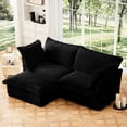 thumbnail image 2 of 2 Seater With Convertible , Detachable Cover, Black Corduroy, Deep Seat Slipcovered Sectional ,, 2 of 5