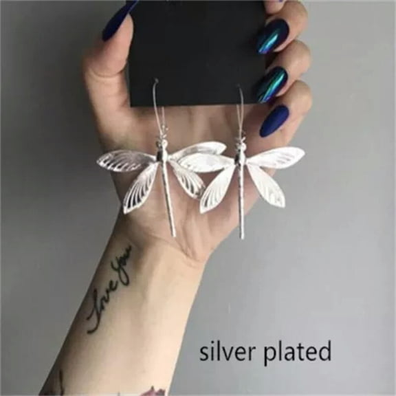 QQTDFG Charm Dragonfly 925 Silver Drop Earrings Cubic Zircon Women Jewelry Gifts A Pair-Silver