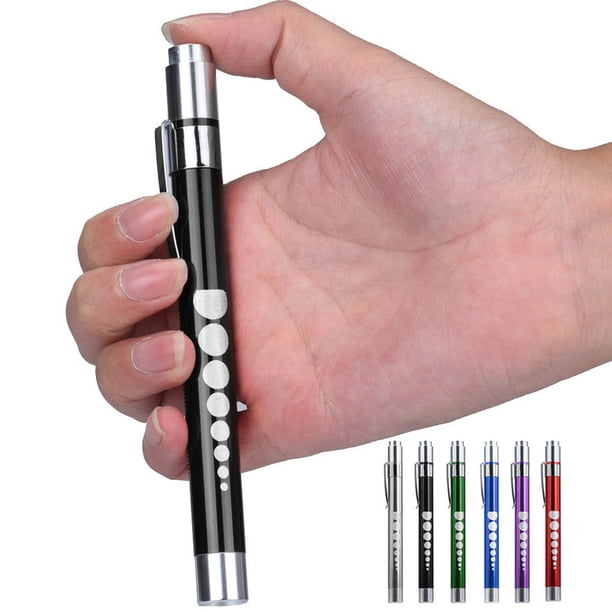 Linterna Led para Exámenes Médicos - Linterna de Pupila de Aleación de Aluminio para Uso Oral y Oftalmológico, Luz Blanca y Amarilla, 13,5 Cm de Longitud, Diseño de Clip