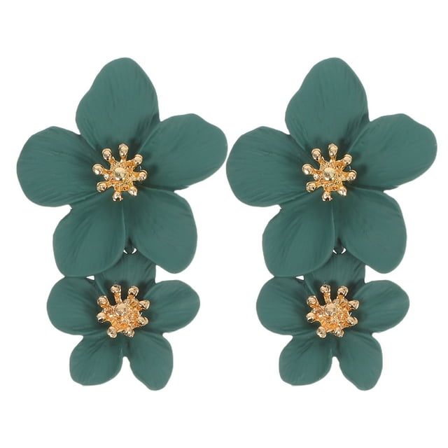 Pendientes de flores, hermosos y decorativos, con forma de gota, para mujer (verdes)