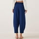 thumbnail image 5 of Pantalones harem casuales con cintura elástica y cordón para mujer - Poliéster, tallas grandes, 5 of 6