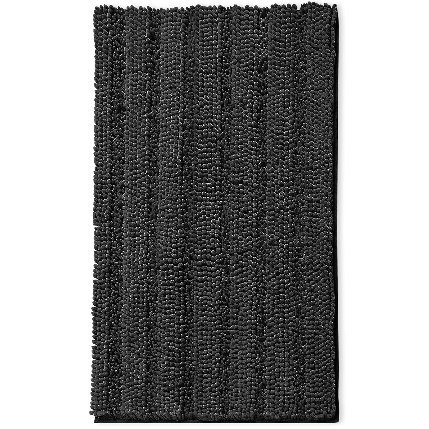 Clara Clark Bath Rug Chenille Bath Mat, Super Soft Absorbent Bathroom Rug, Large, Black