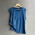 thumbnail image 4 of VBARHMQRT 3/4 Length Sleeve Womens T Shirts Vest Sleeveless Tanks Summer Casual Tops O Neck Solid Color Casual Shirts Slim Fit Blouse Fuschia Tops for Women T Shirts for Women V Neck Graphic, 4 of 5