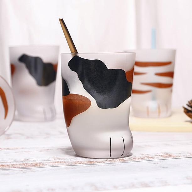 1 pieza de lindas patas de gato, taza de vidrio con patas de tigre, taza de café para oficina, taza de vidrio para leche para desayuno, regalo