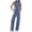 Blue, variant on EazyTech Women's Two Piece Outfits Summer High Neck Sleeveless Casual Pant Set with Pockets Elastic High Waist Wide Leg Lounge Suit