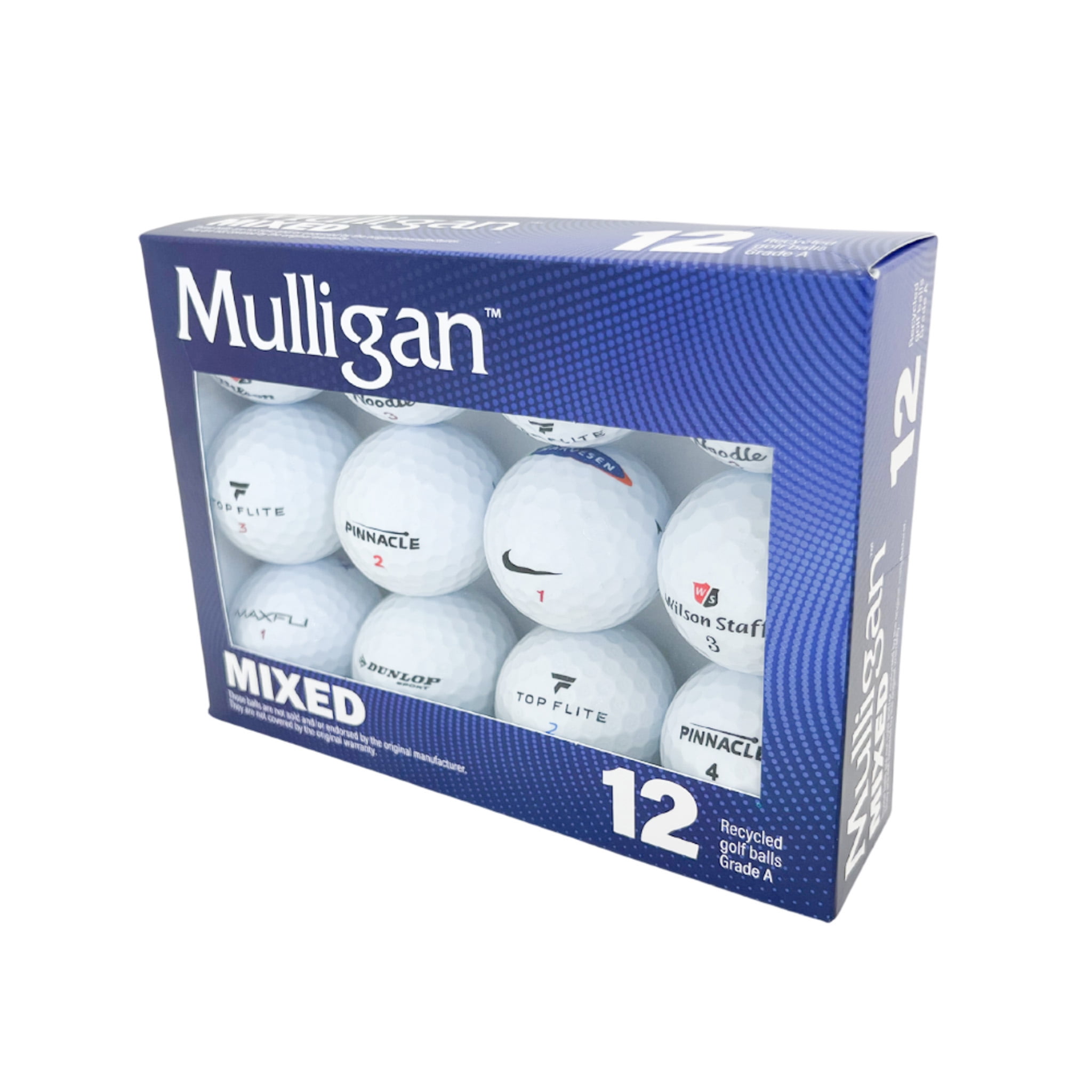 (2 pack) Mulligan Recycled White Golf Balls – Mixed Brands, 12-pack
