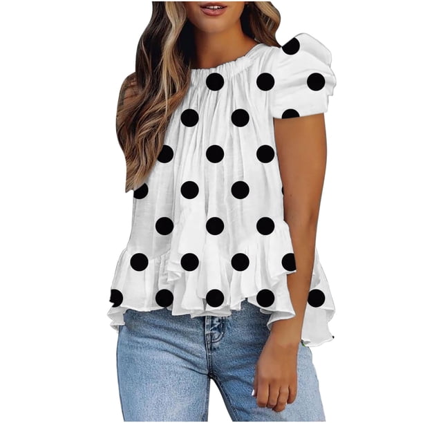 Camisetas de cuello redondo para mujer Camisetas estampadas Camiseta de manga corta Blusa Dobladillo irregular Tops Fridja bn3272