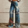 thumbnail image 1 of WILLBEST Pantalones Mujer Pantalones Vaqueros de Pierna Ancha para Mujer, de Cintura Alta, Con Estampado Floral de Los Años 90, Informales, Cómodos y Elásticos. 987 Grande, 1 of 6