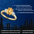 thumbnail image 2 of Gem Stone King 18K Yellow Gold Plated Silver Yellow Citrine and White Moissanite Engagement Ring for Women | 2.11 Cttw | Oval Checkerboard 9X7MM | Gemstone November Birthstone | Size 7, 2 of 7