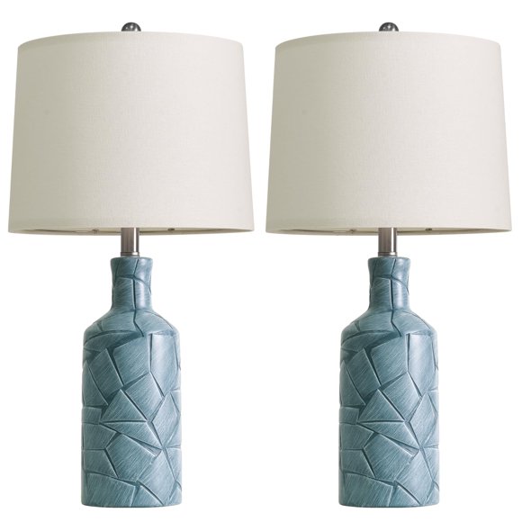 Lámparas de mesa PoKat Farmhouse Ceramic, 26 pulgadas, azul, juego de 2