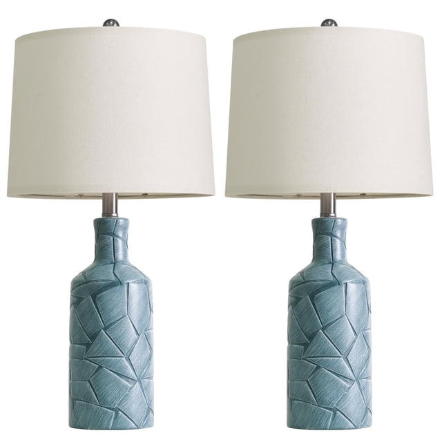 Lámparas de mesa PoKat Farmhouse Ceramic, 26 pulgadas, azul, juego de 2
