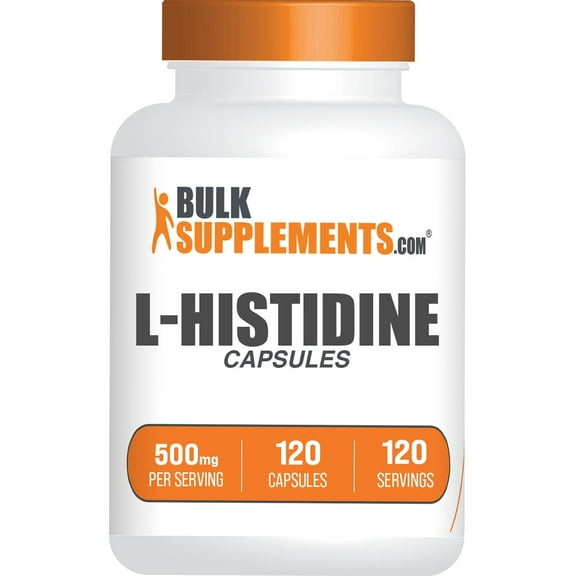 BulkSupplements L Histidine Capsules - Gluten Free, 500mg per Serving (120 Capsules - 120 Servings)