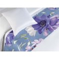 thumbnail image 3 of Floral Bed Runner, Romantic Style Botanical Concept Flowers Garden Concept Ornaments Motif, Decorative Accent Bedding Scarf for Hotels Homes & Guest Rooms, Twin, Cadet Blue and Violet, by Ambesonne, 3 of 3