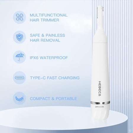 Nose Hair Trimmer for Women and Men, 3-in-1 Electric Facial Removal Rechargeable Portble Waterproof Face Shaver Razor Ear Eyebrow Peach-Fuzz Lips Chin FT3001