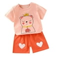 thumbnail image 2 of EGNMCR Ensembles de Blouses et Chemises à Manches Courtes à Col Rond Tout-Petits Enfants Bébés Garçons Filles Mode Mignon Imprimé Chiot à Manches Courtes Tenue Décontractée Ensemble Fille, 2 of 4