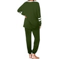 thumbnail image 5 of Capreze Women Casual 2 Piece Outfit Long Pant Set Sweatsuits Tracksuits Striped Workout sets for Ladies Girls Athletis Suit Set Green M, 5 of 5
