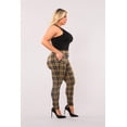 thumbnail image 3 of Plus Size Treggings With Zipper Pocket Trim - Yellow, Black, White Plaid, 3 of 11