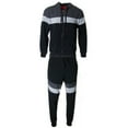 thumbnail image 3 of Men's Jogger 2-Piece Set Tri-Color Zip Long Sleeve & Drawstring Pant Tracksuit, Blue Red, XL, 3 of 3
