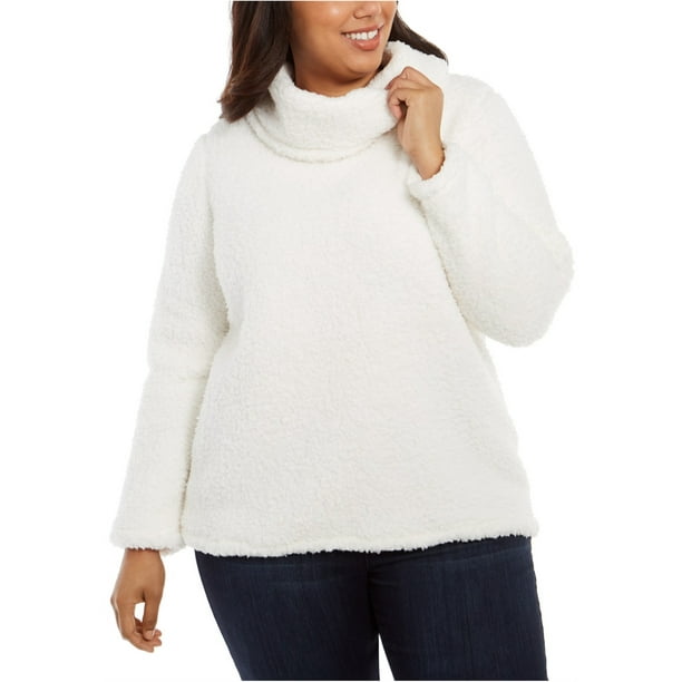 Style & Co. Womens Sherpa Sweatshirt, White, 3X 