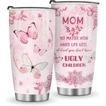 Gifts for Mom Grandma Women Mothers Day Present for Mama from Son Daughter, Birthday Valentines Day Gifts for Wife Her from Husband, Flower Butterfly Insulated Tumbler Cup Travel Coffee Mug