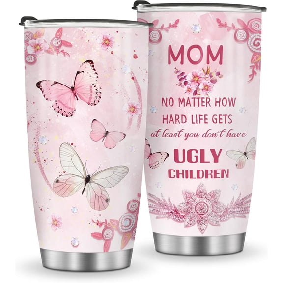 Gifts for Mom Grandma Women Mothers Day Present for Mama from Son Daughter, Birthday Valentines Day Gifts for Wife Her from Husband, Flower Butterfly Insulated Tumbler Cup Travel Coffee Mug