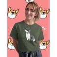 thumbnail image 2 of Monochrome Corgi Watercolor T-Shirt Women -Image by Shutterstock, Female XX-Large, 2 of 4