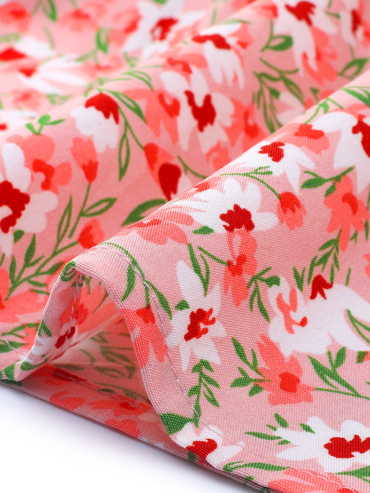 DARING DIVA Women's Knee Length Floral Elastic Waist Tiered Ruffle Skirt L Light Pink