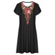 thumbnail image 4 of Puntoco Vestido De Cuello Redondo De Manga Corta Suelto Casual Estampado Estilo Étnico De Verano Para Mujer Negro Xl,Regalos Para Mujer Joven, 4 of 5