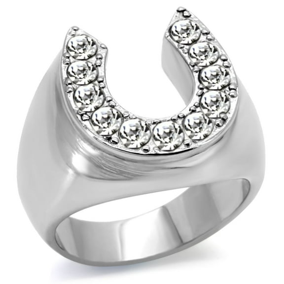 Luxe Jewelry Designs Men's Stainless Steel Horseshoe Shaped Ring with Crystals - Size 11 (Pack of 2)