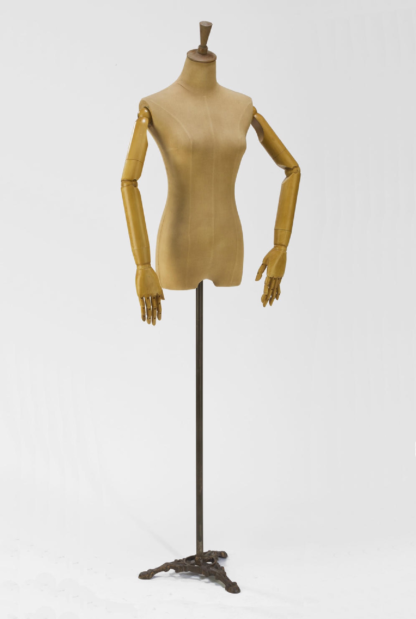 70" Adult Woman Body Form Mannequin with Posable Arms and Antiqued Iron