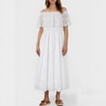 thumbnail image 5 of Karymi Womens Dresses Elegant Off Shoulder Lace Ruffle Mini Dress, Elastic Waist Casual Flowy A-Line Party Dress Spring Dresses, 5 of 6