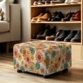thumbnail image 4 of Xixirimido Retro Boho Mandala Flower Pattern Ottoman Slipcover Form-Fit Stretch Footstool Cover for Leather/Fabric Ottomans, Non-Slip Bottom & Living Room/Bedroom Use, Small, 4 of 7