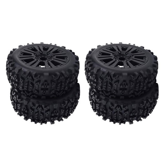 Juego de llantas y Neumáticos RC de 4 piezas Macarena Neumáticos de llanta de rueda de coche RC 12 mm escala 1/8